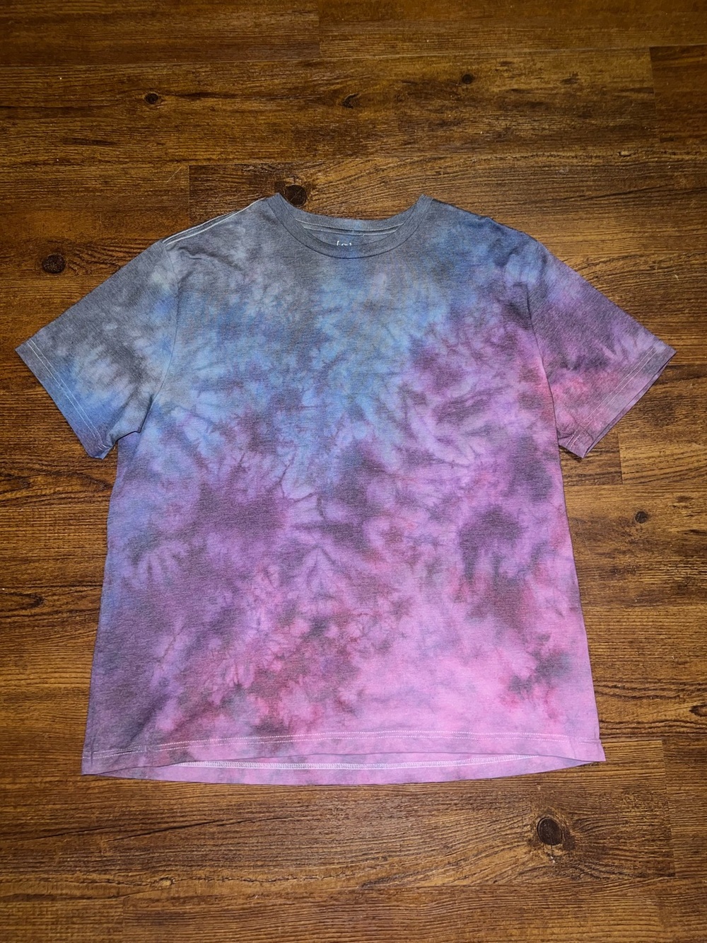 Retro Tie Dye Ombre Gray Blue Purple Handmade Grunge Edgy Streetwear Size XL